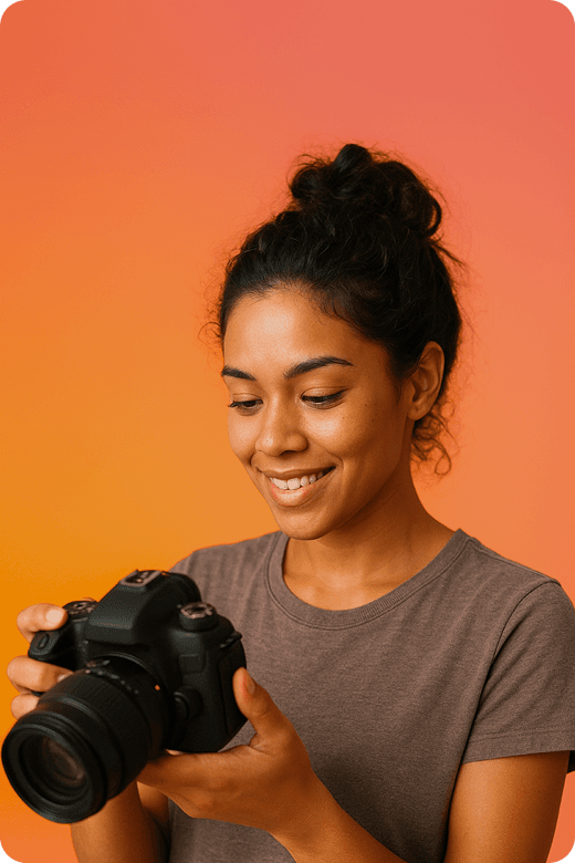 Photographer holding camera