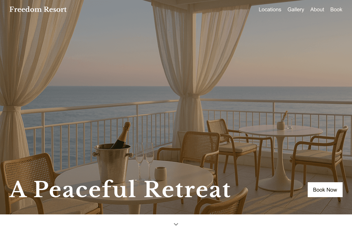 Travel resort landing page