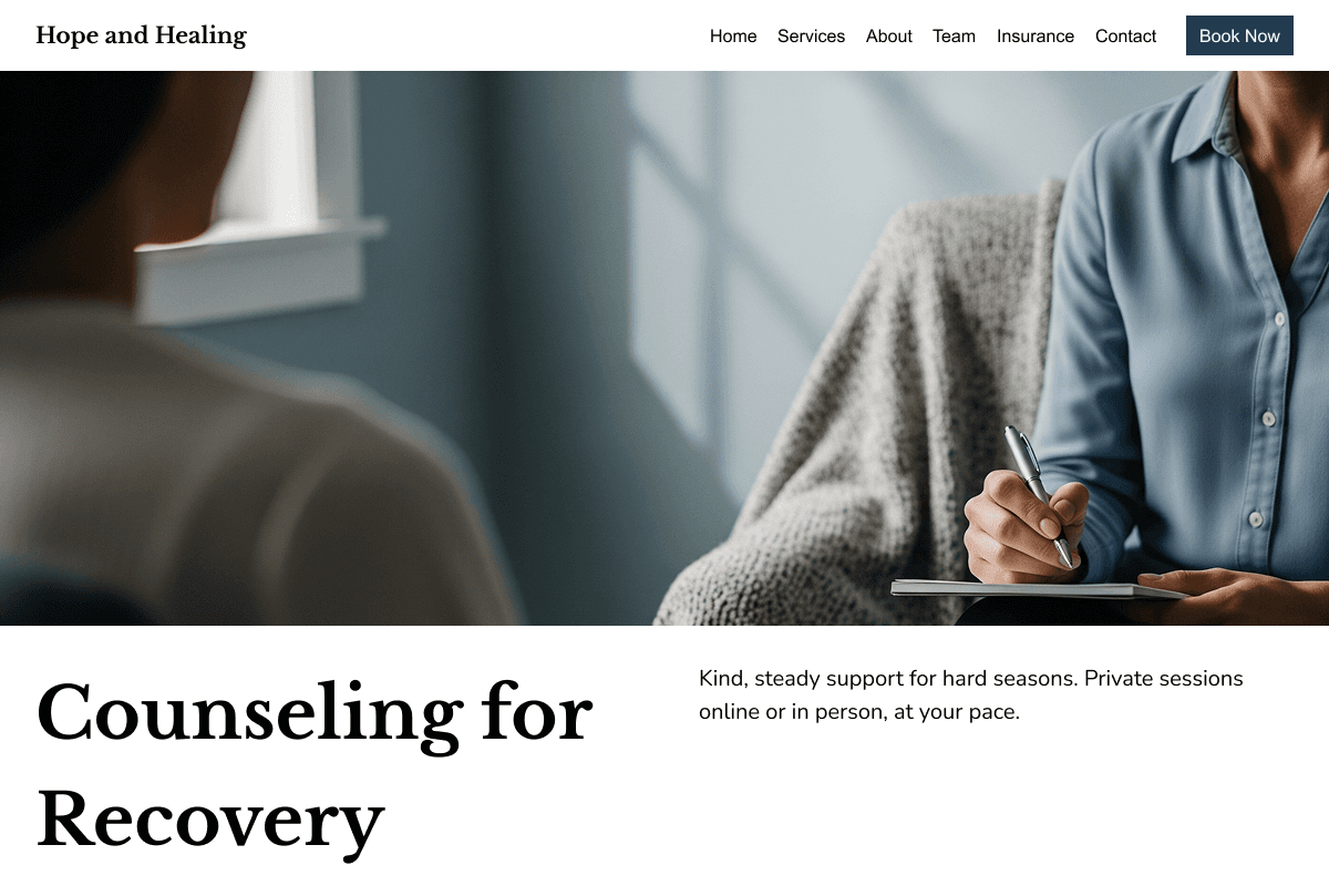Therapist landing page