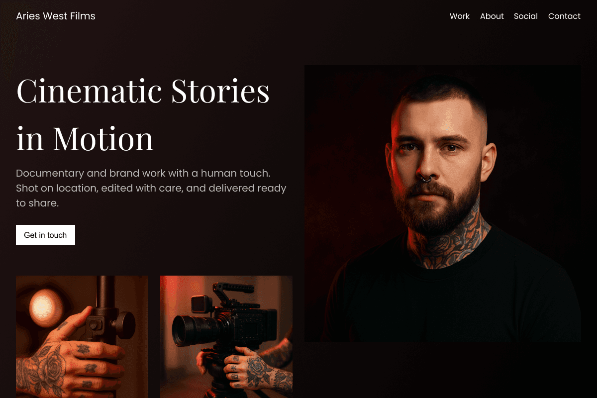 Video portfolio landing page