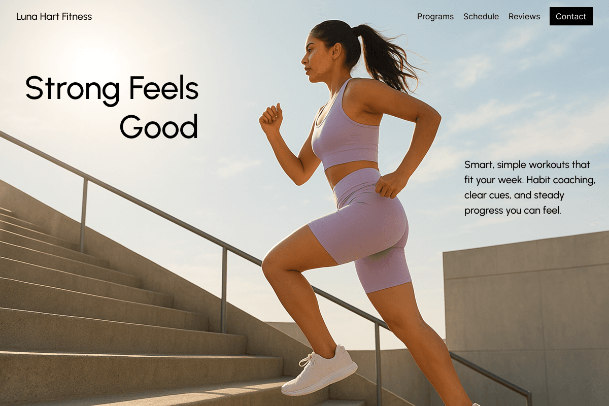 Fitness trainer landing page