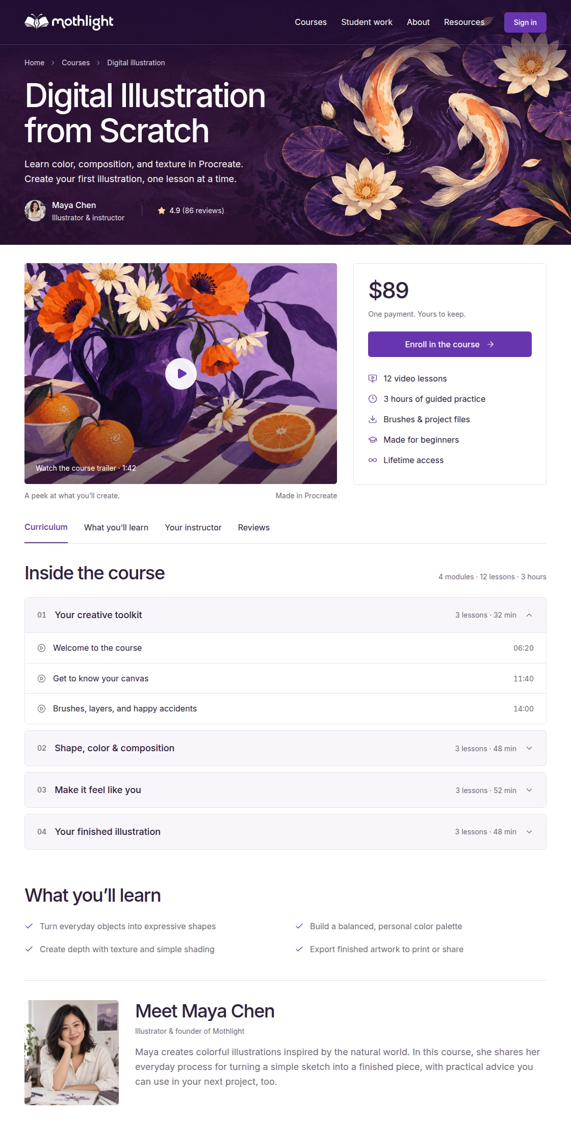 Digital Illustration from Scratch course curriculum and enrollment