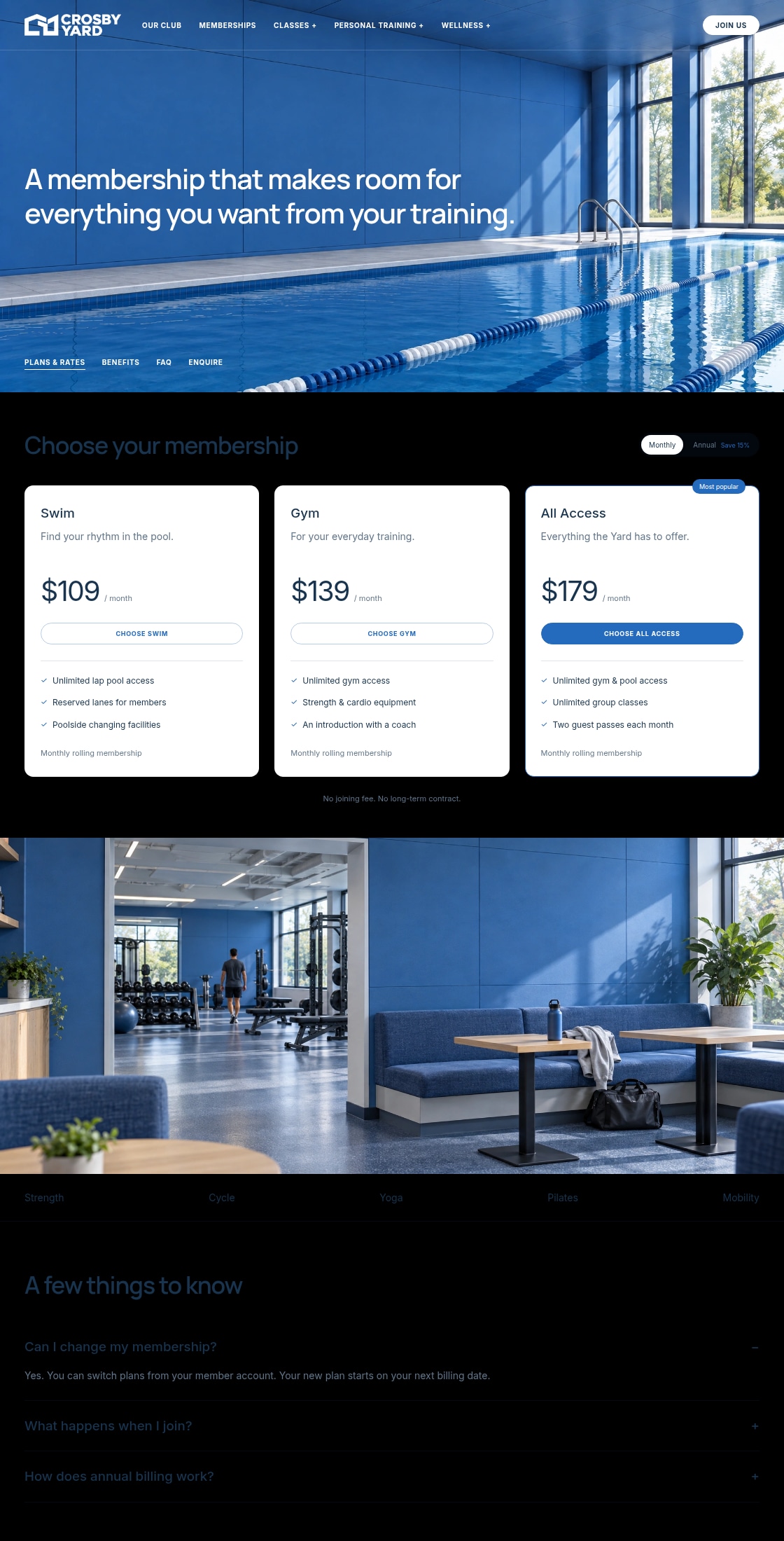 Crosby Yard Gym membership plans