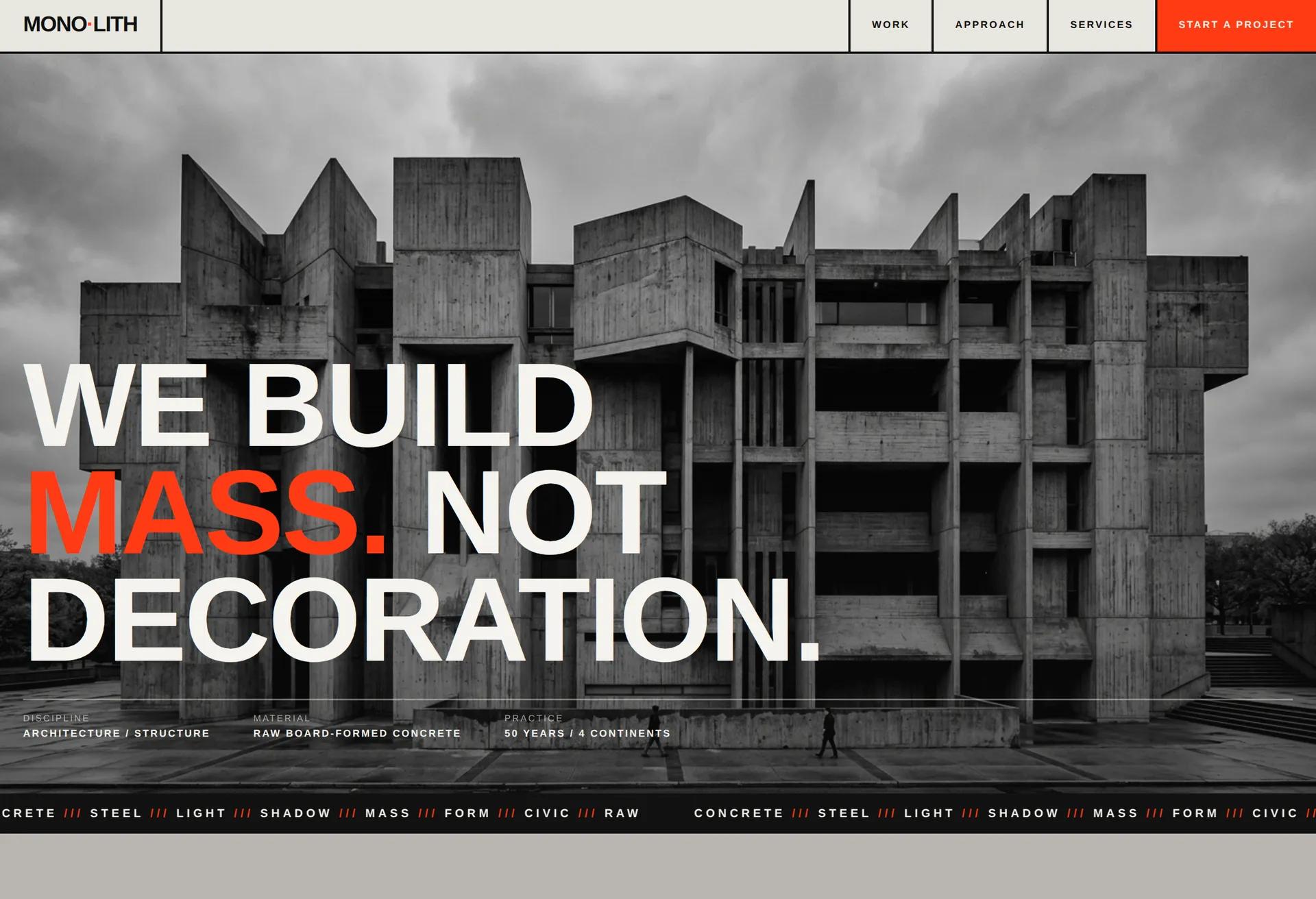A brutalist architecture firm site