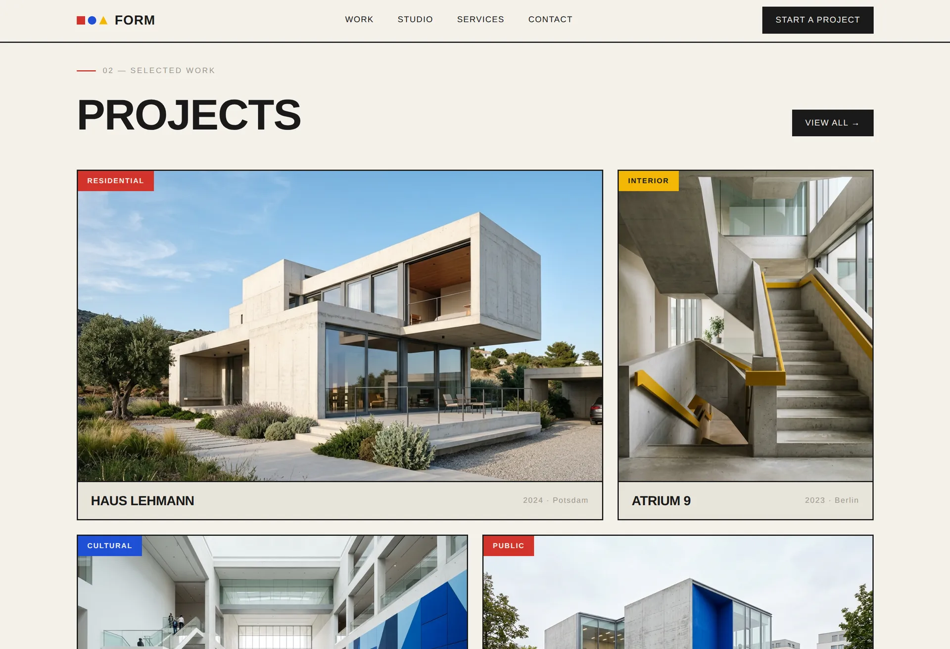 Featured work section by Opus 4.8