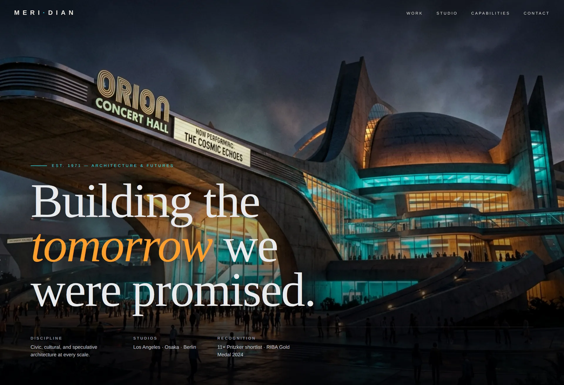 A retro futurist architecture firm site