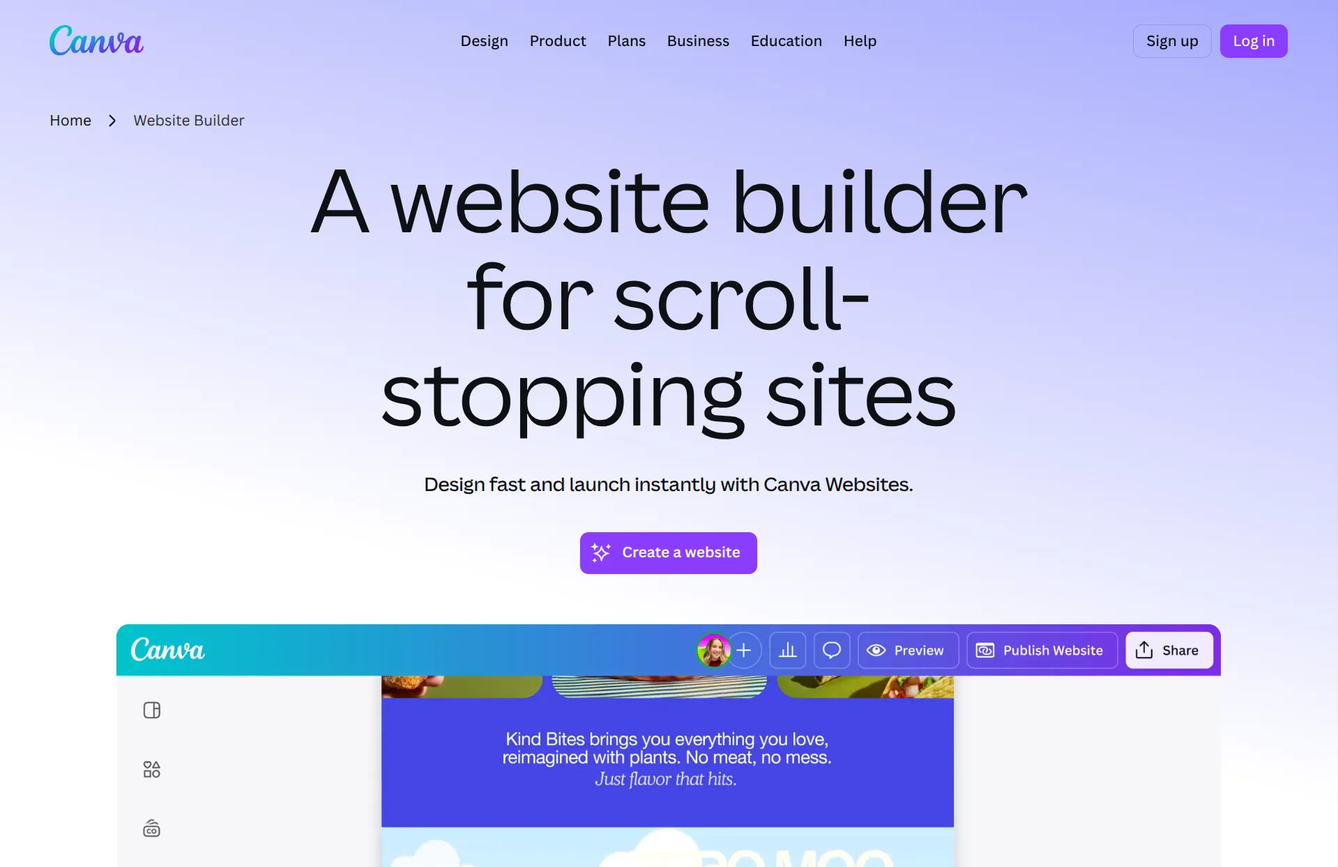 Criador de sites Canva Sites