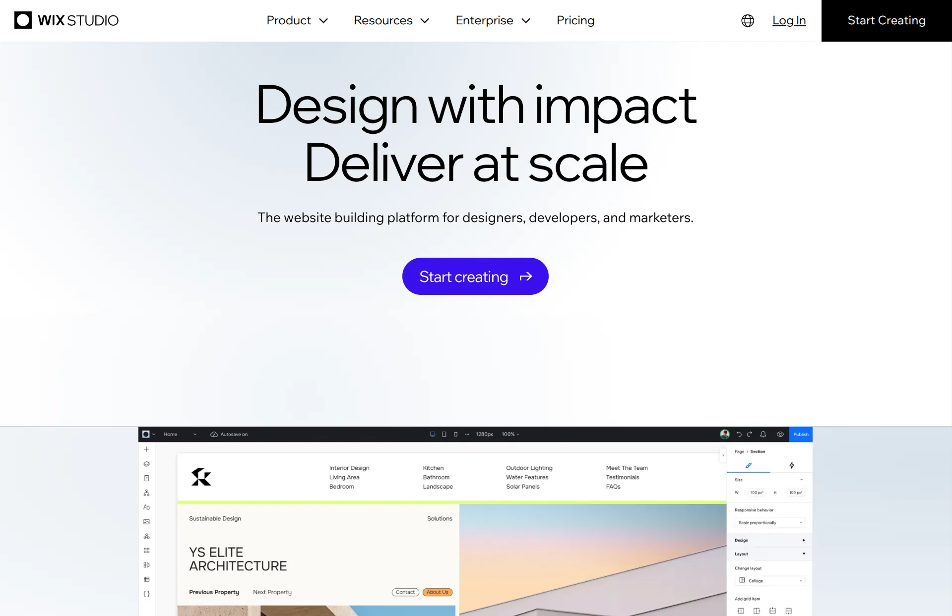 Wix Studio website builder