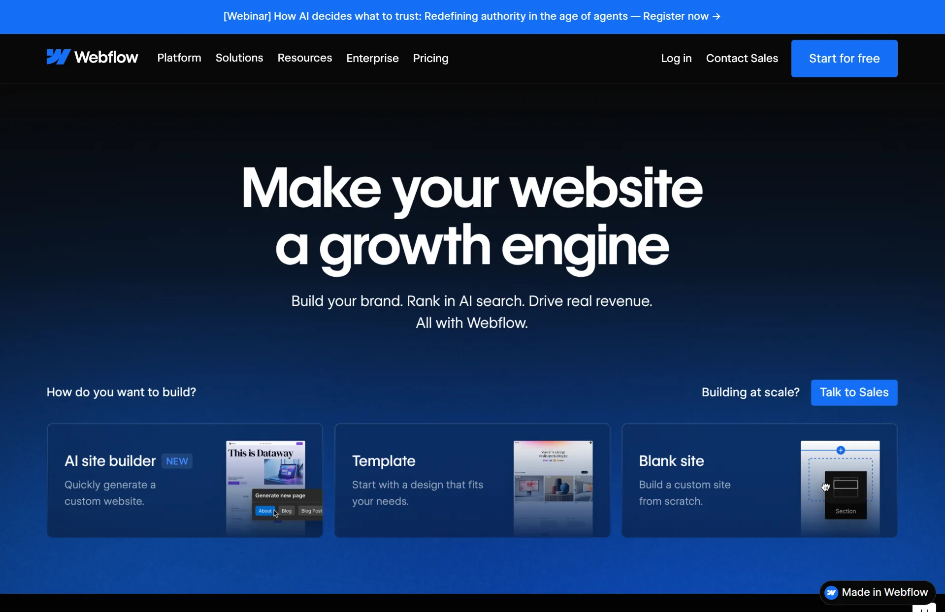Webflow visuaalinen verkkosivurakentaja