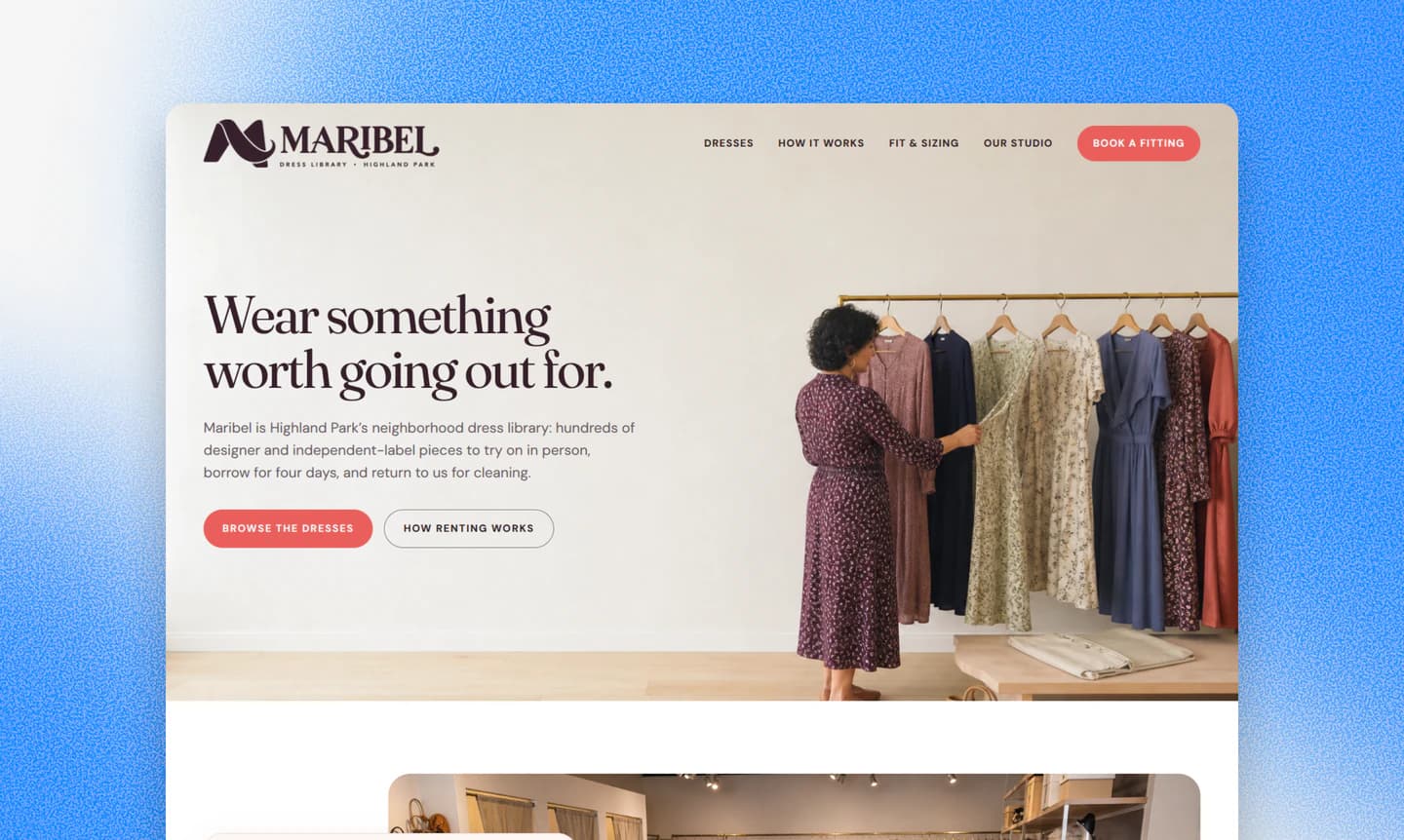 A dress rental website generated with AI in Repaint