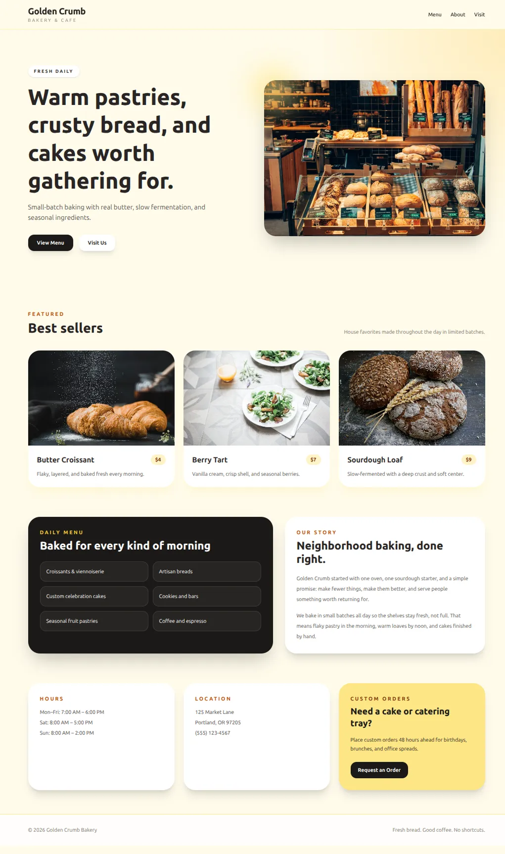 ChatGPT bakery website