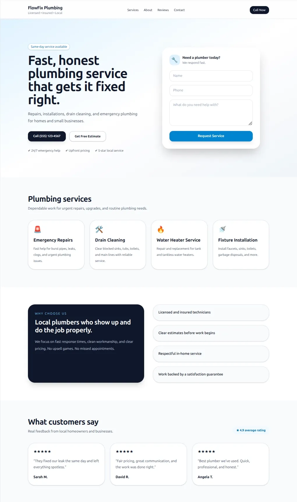ChatGPT plumber website