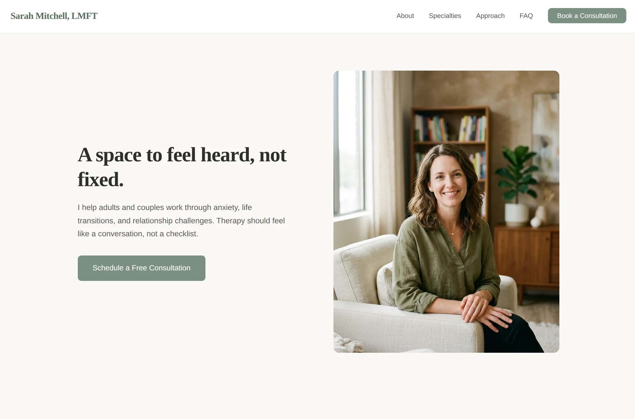 Prompt "Make a therapist website" i Claude Code