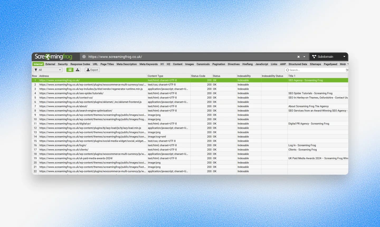 Mapping a website's URLs with Screaming Frog SEO Spider