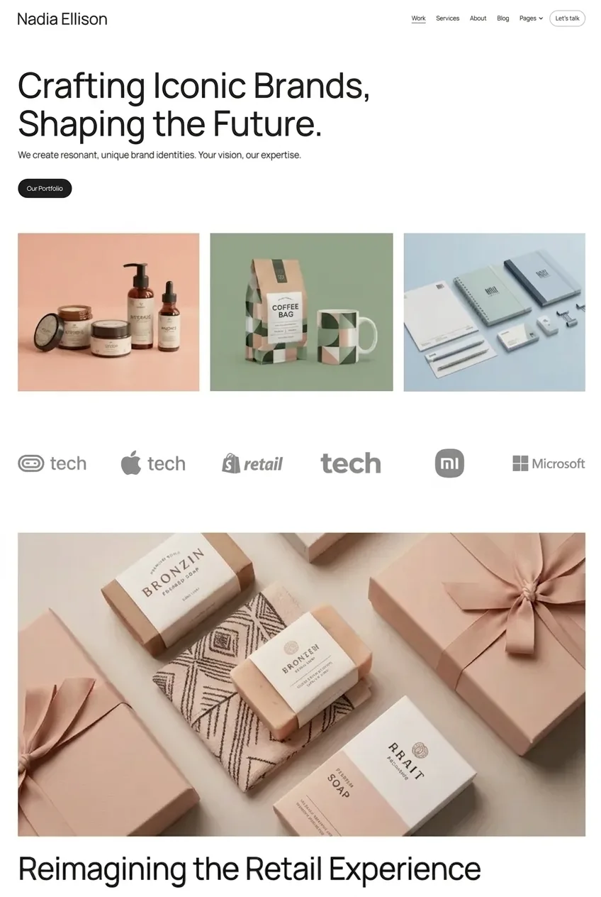 A designer portfolio website built from a PDF with Repaint
