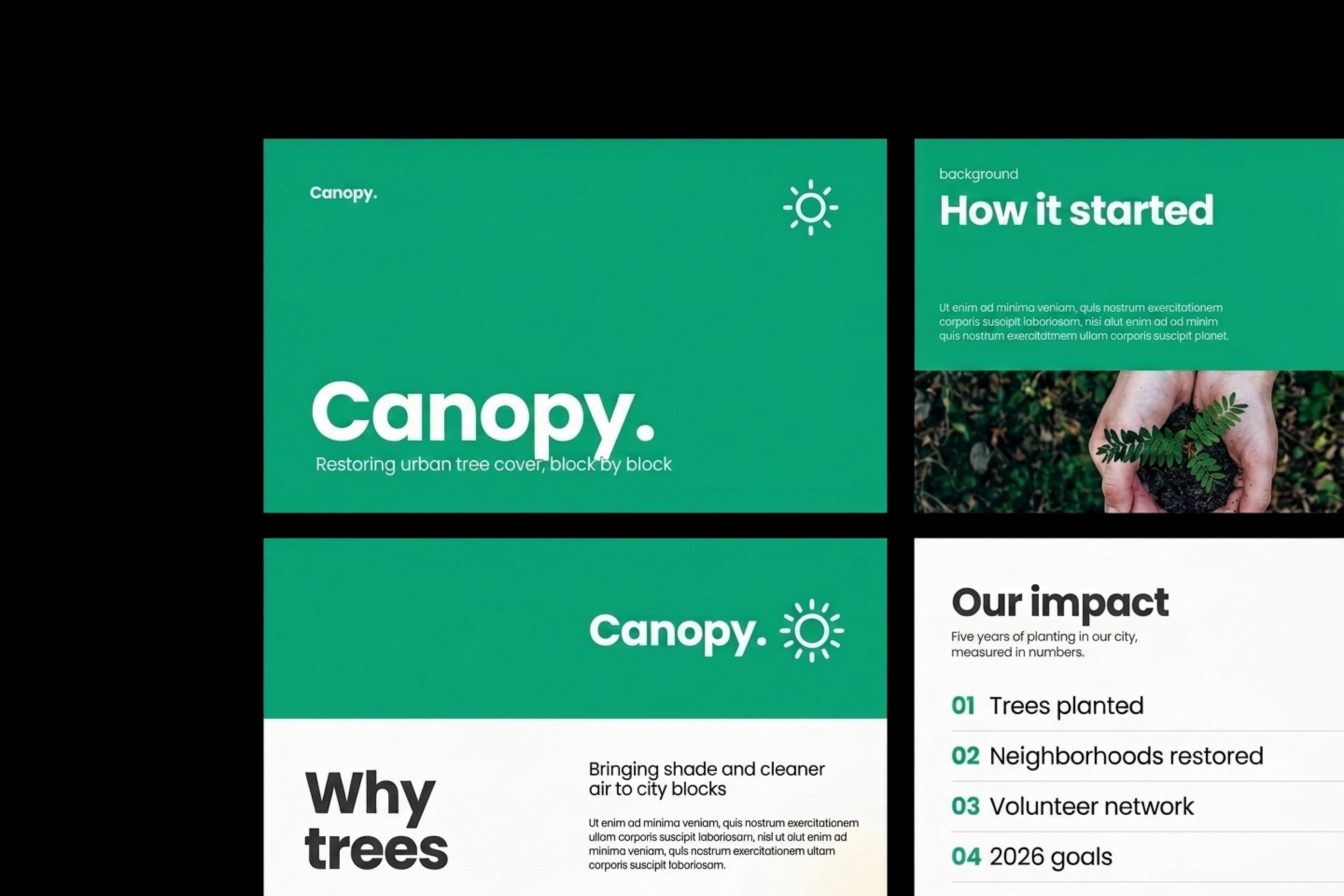 A nonprofit's PowerPoint slides ready to be turned into a website with Repaint