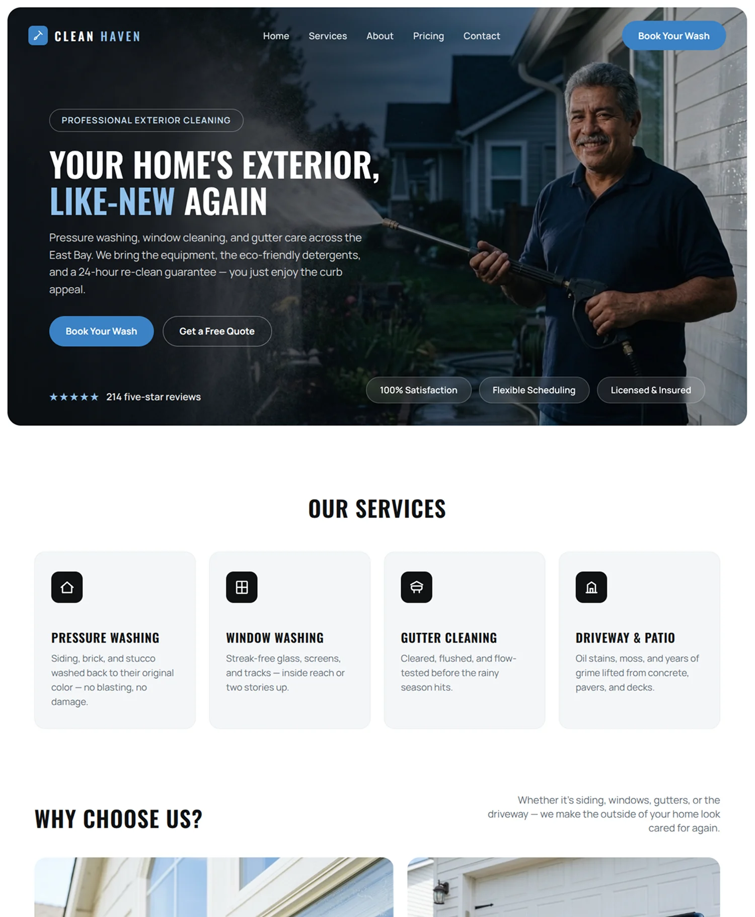A cleaning service website built from a Word document with Repaint