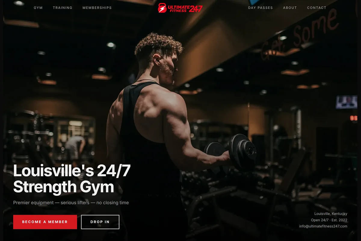 A 24/7 gym website built by Repaint
