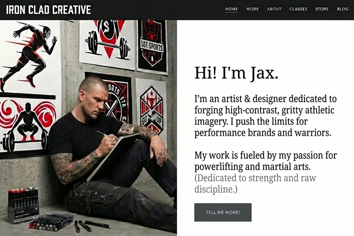 artist website builder example 2