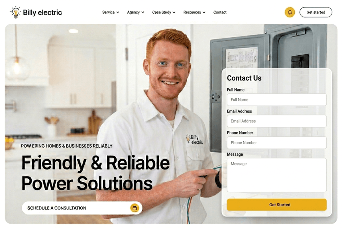 electrician website builder example 2