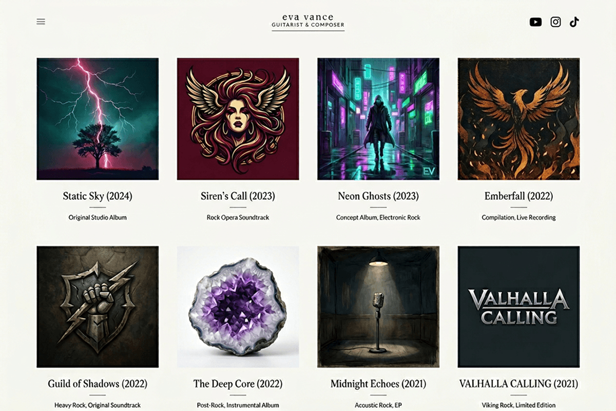 musician website builder example 3