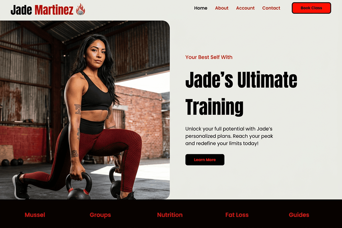 personal trainer website builder example 2