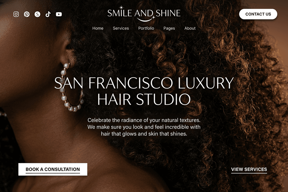 salon website builder example 1