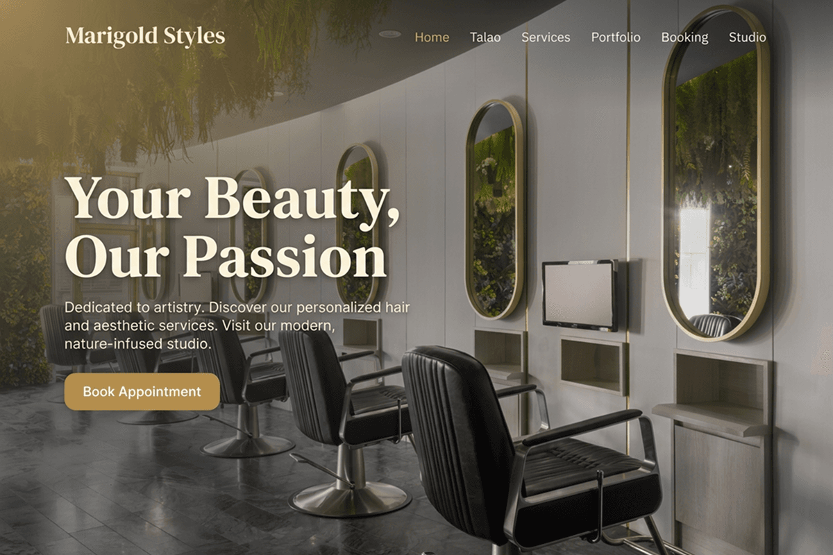 salon website builder example 2