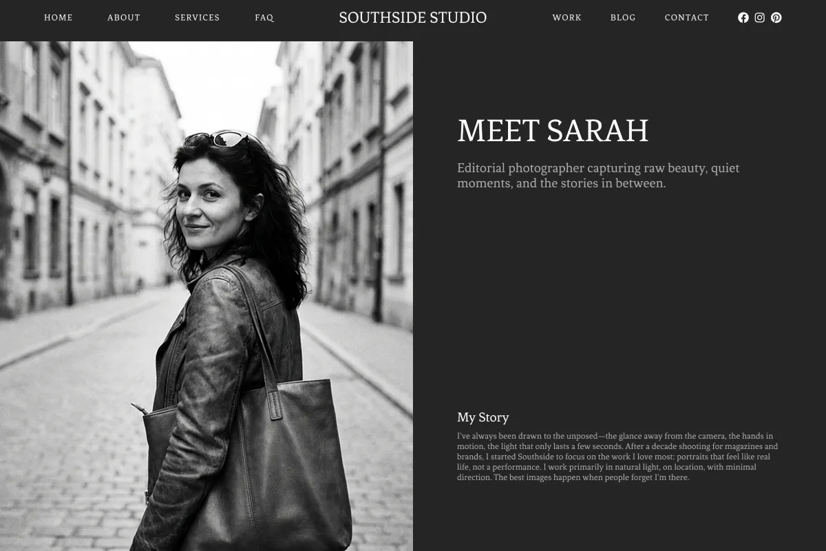 AI-redesigned photography portfolio website