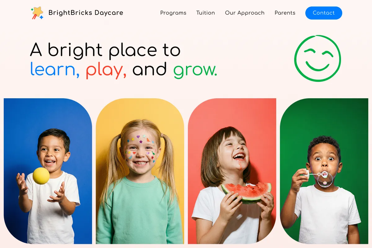 AI-redesigned daycare website
