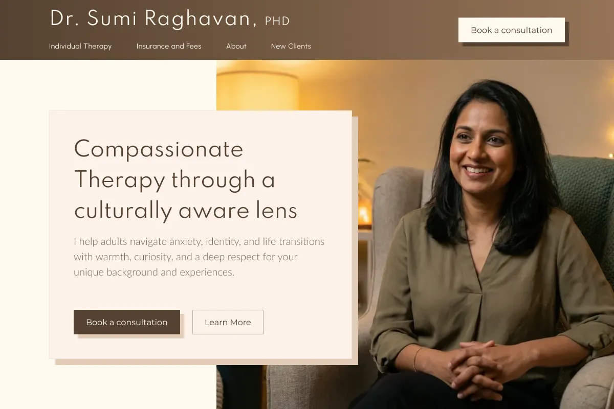 AI-redesigned therapist website