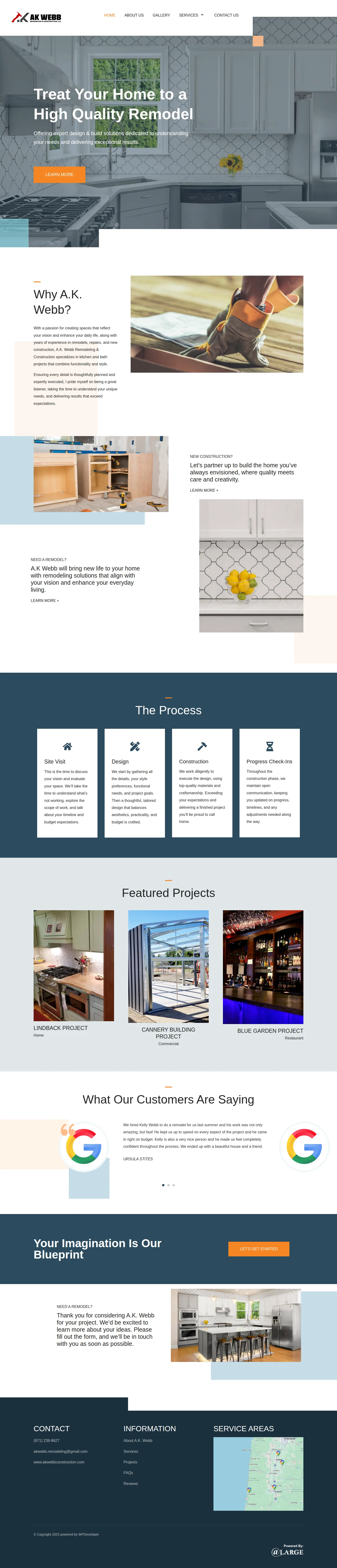 AK Webb website design, full page