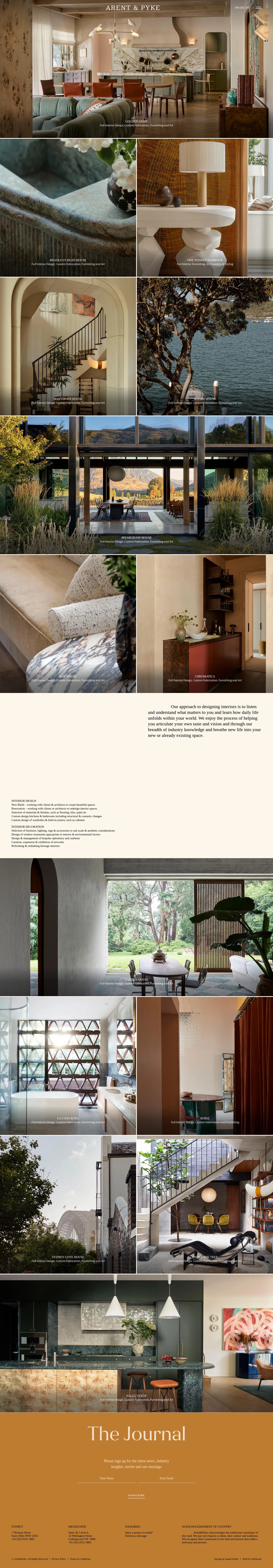 Arent&Pyke website design, full page