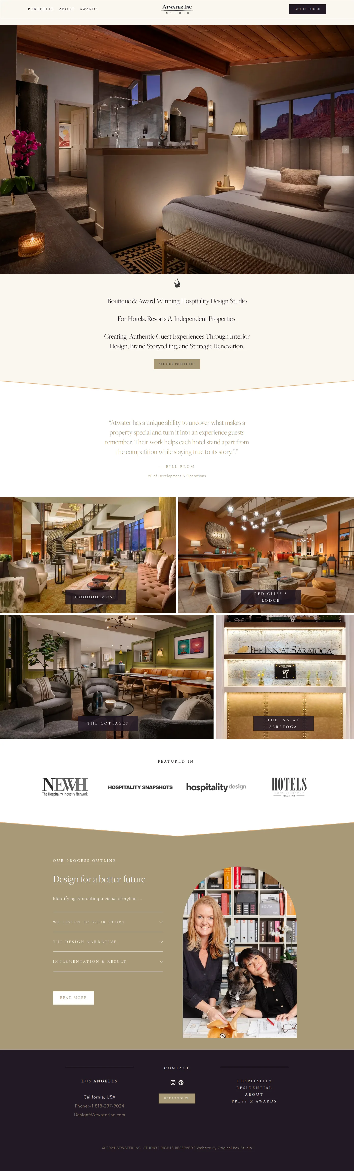 Atwater website design, full page