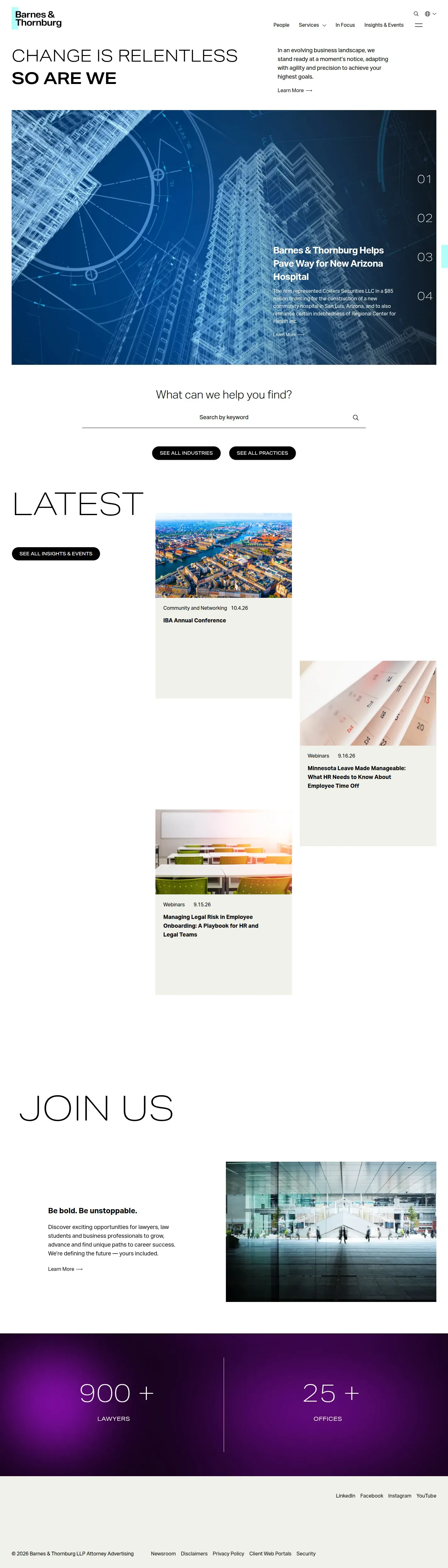 Barnes & Thornburg website design, full page