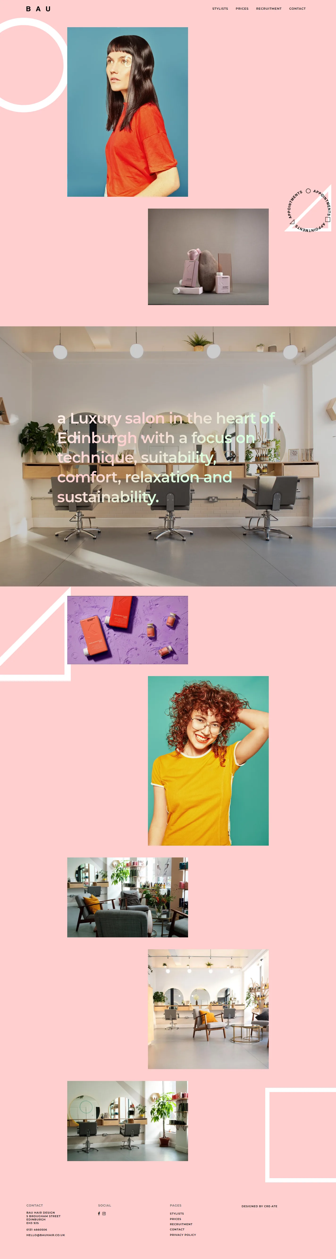 BAU website design, full page