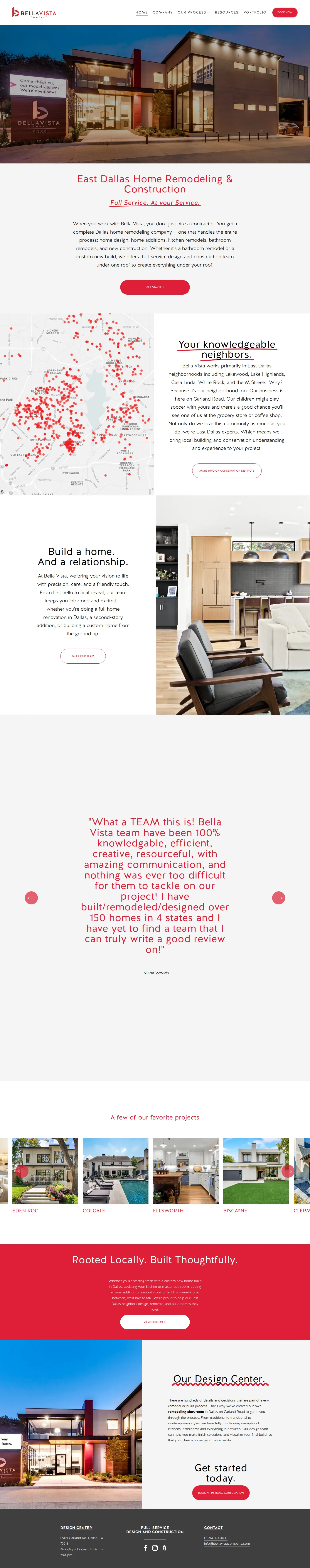 Bella Vista Company website design, full page