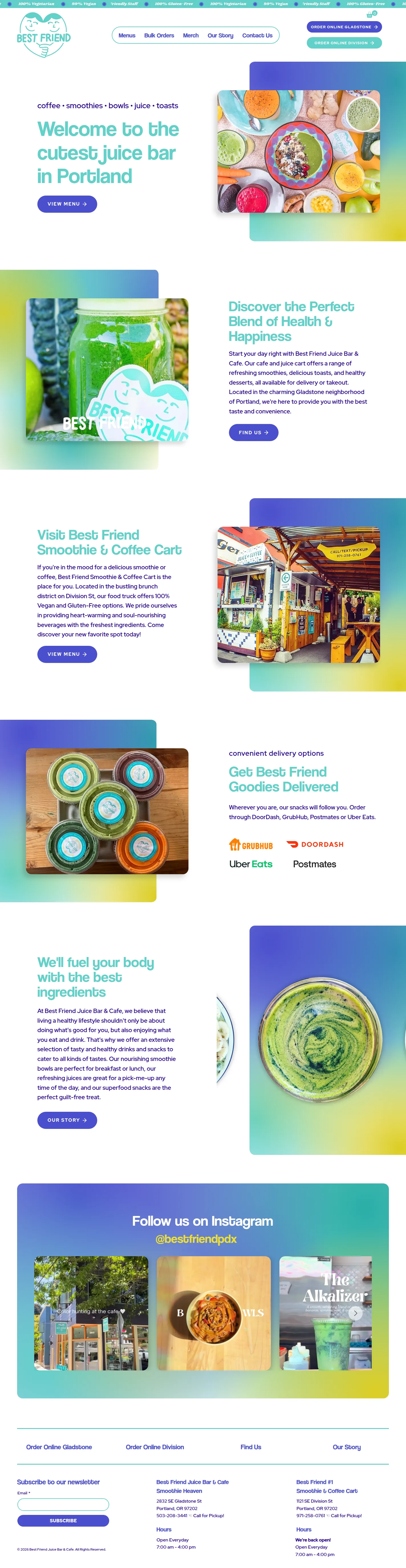 Best Friend website design, full page