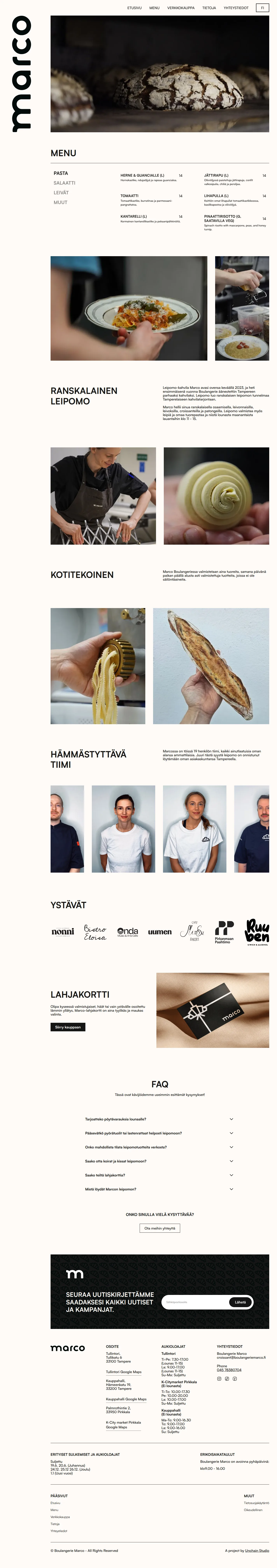 Boulangerie Marco website design, full page