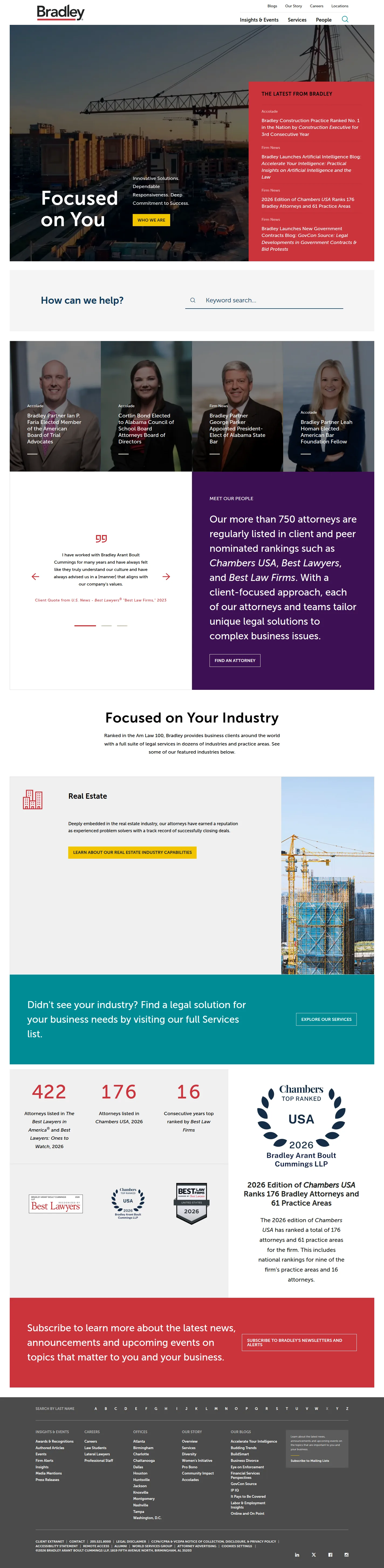 Bradley website design, full page