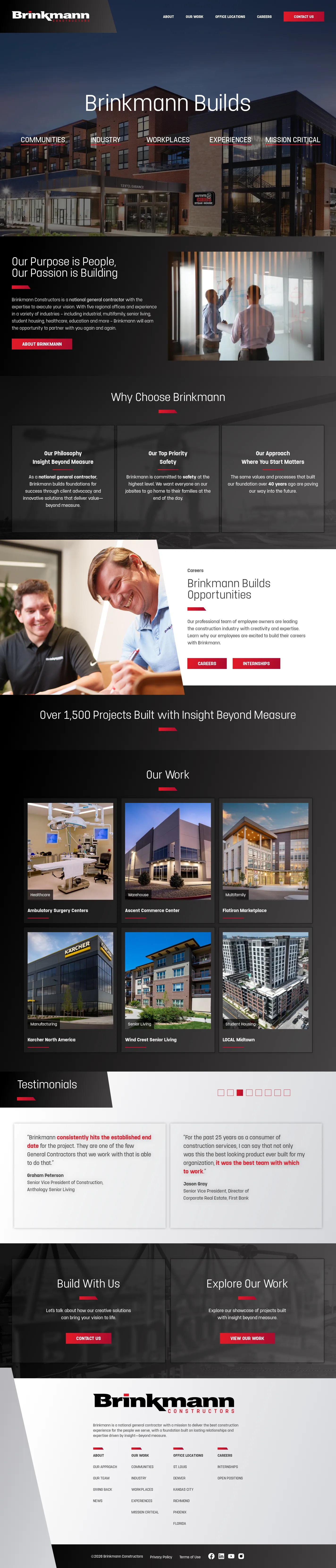 Brinkmann website design, full page
