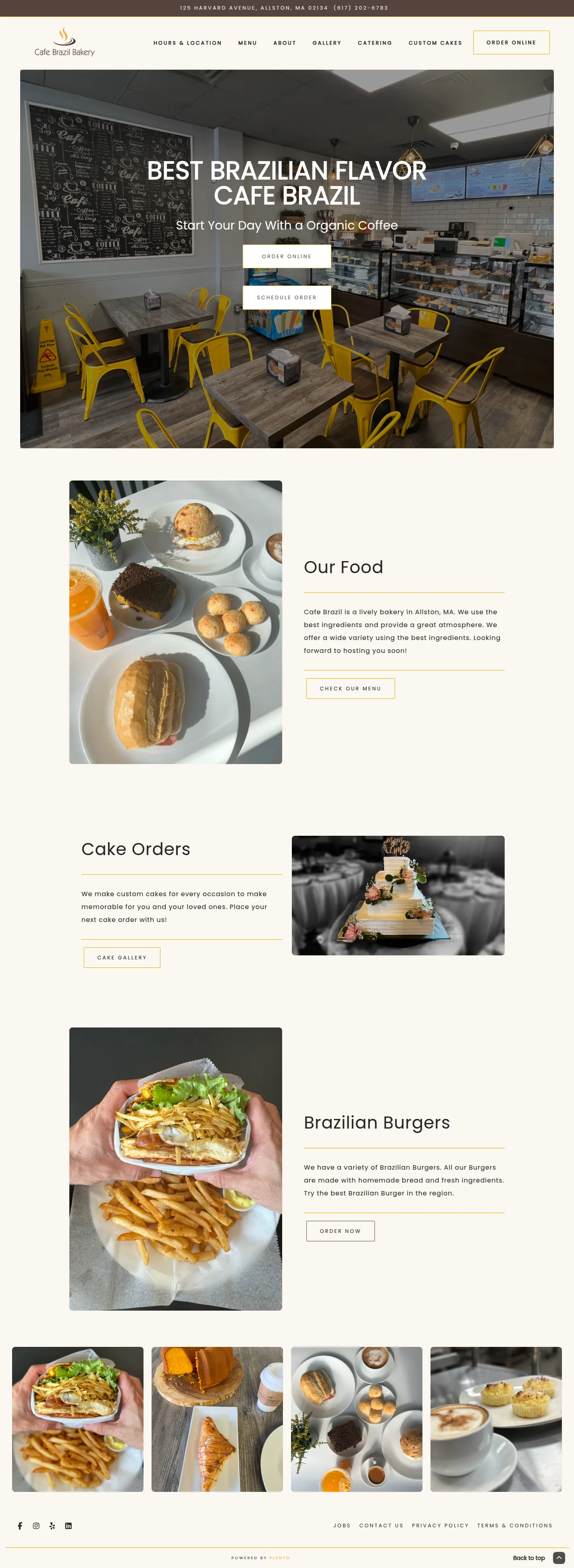 Cafe Brazil Bakery website design, full page