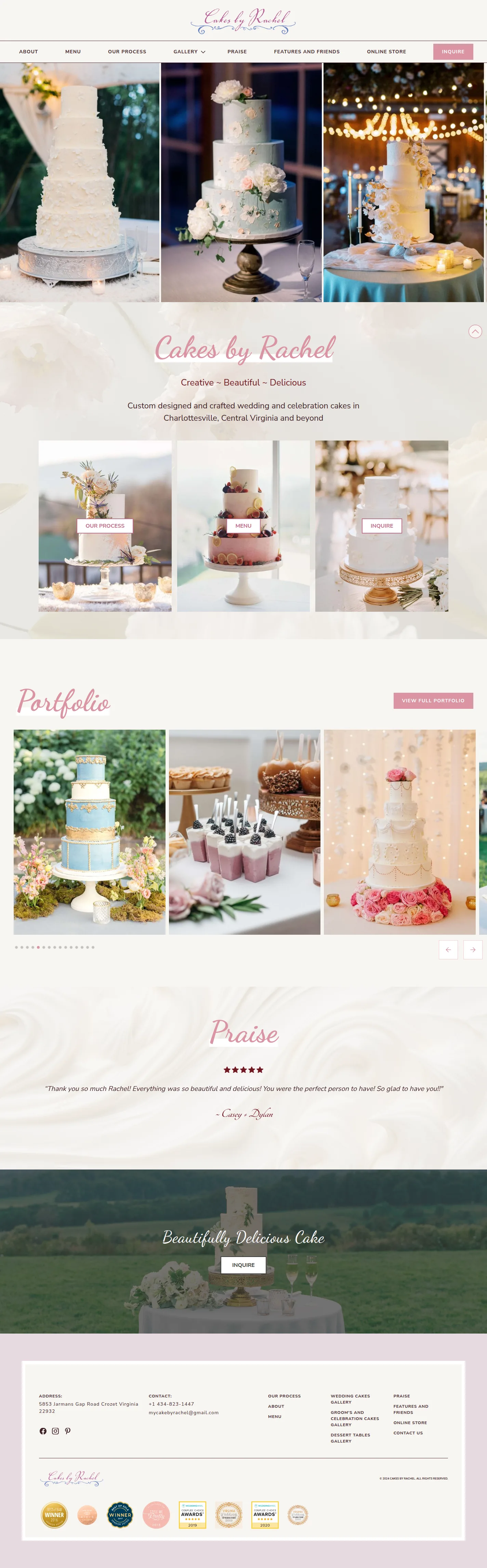 Cakes by Rachel website design, full page