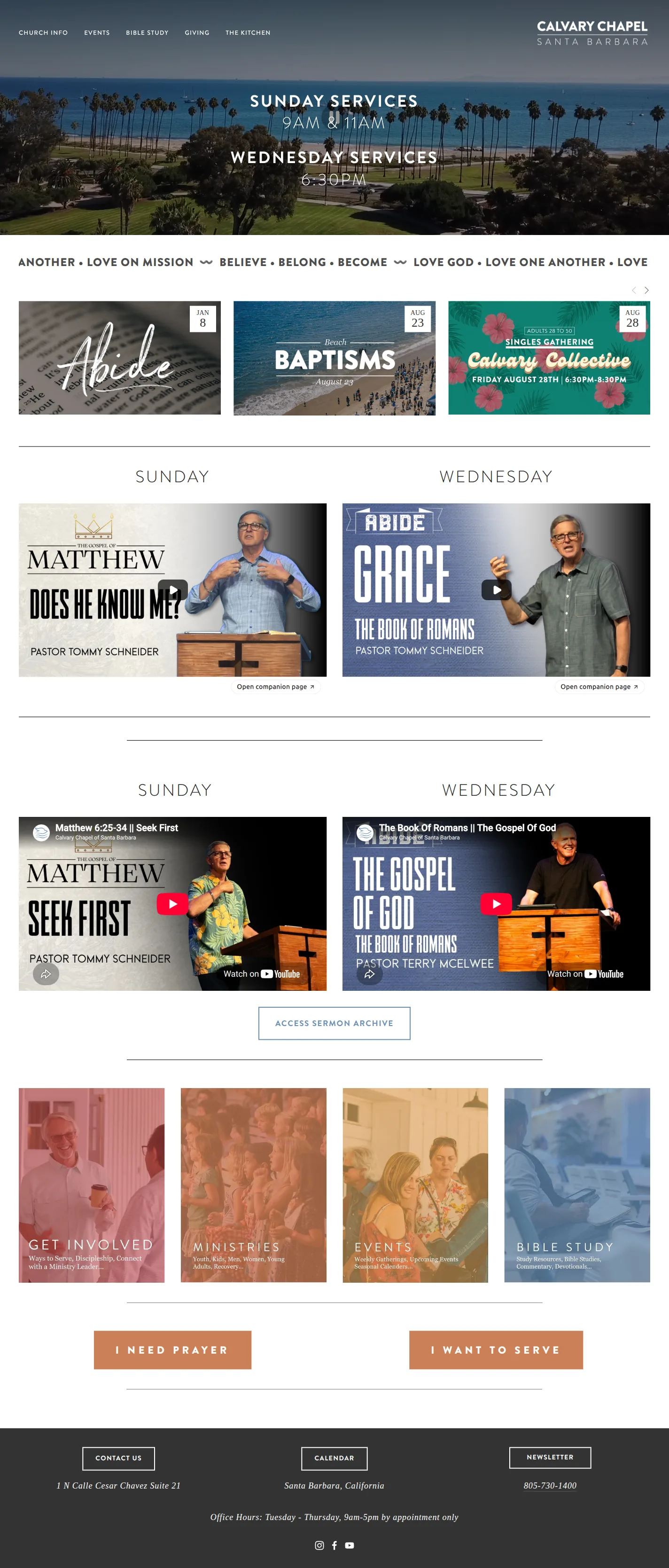 Calvary Chapel Santa Barbara website design, full page