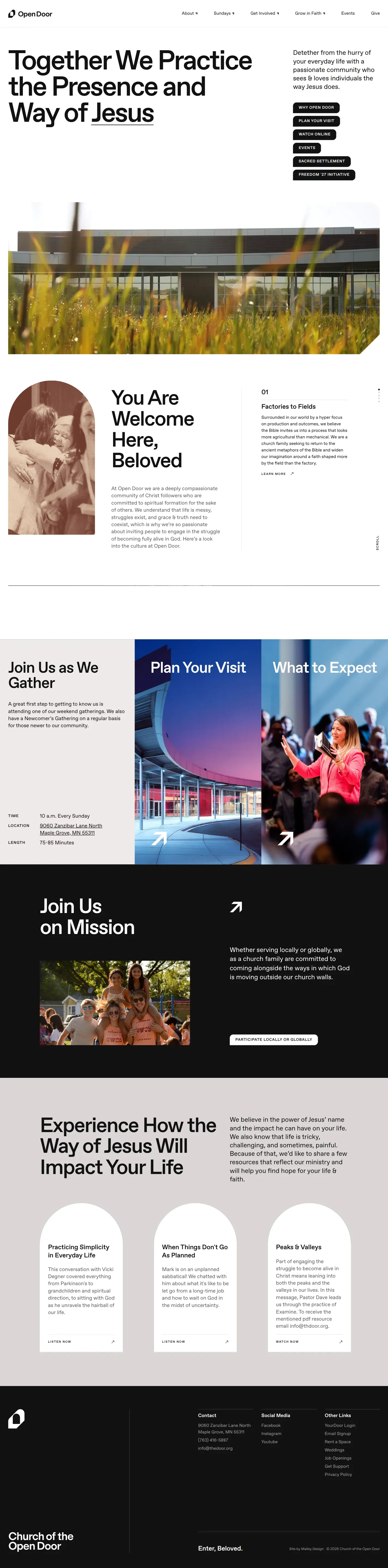 Open Door Minneapolis website design, full page