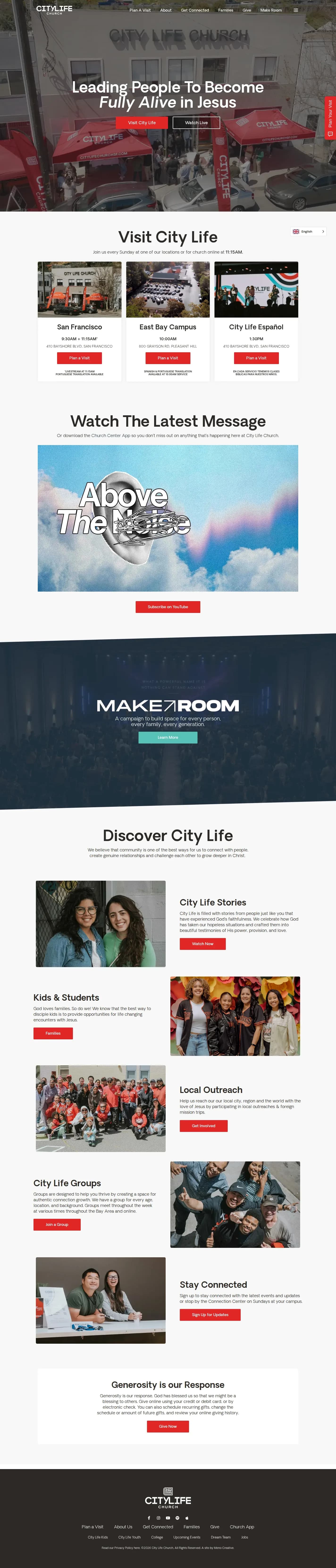 City Life Church website design, full page
