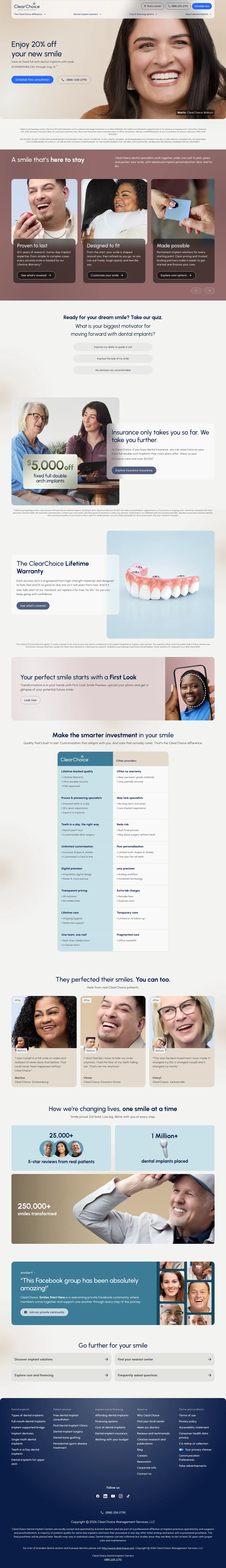ClearChoice website design, full page