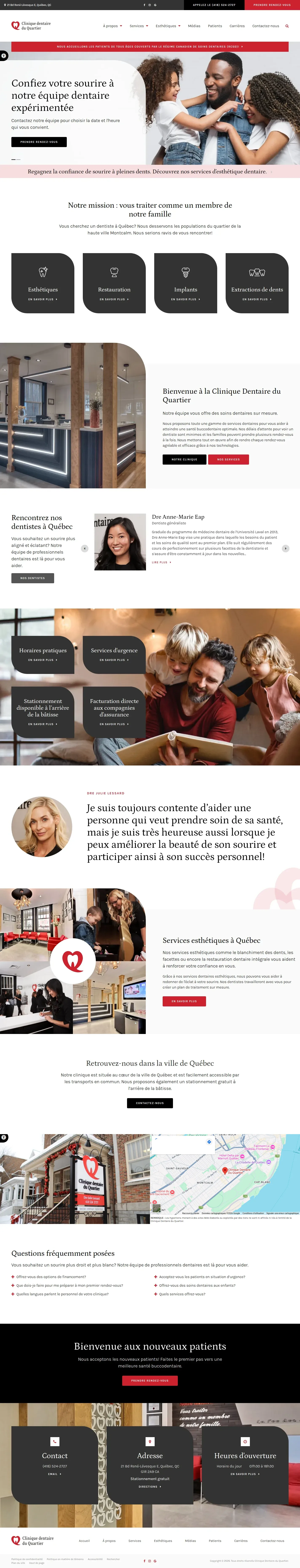 Clinique Dentaire du Quartier website design, full page