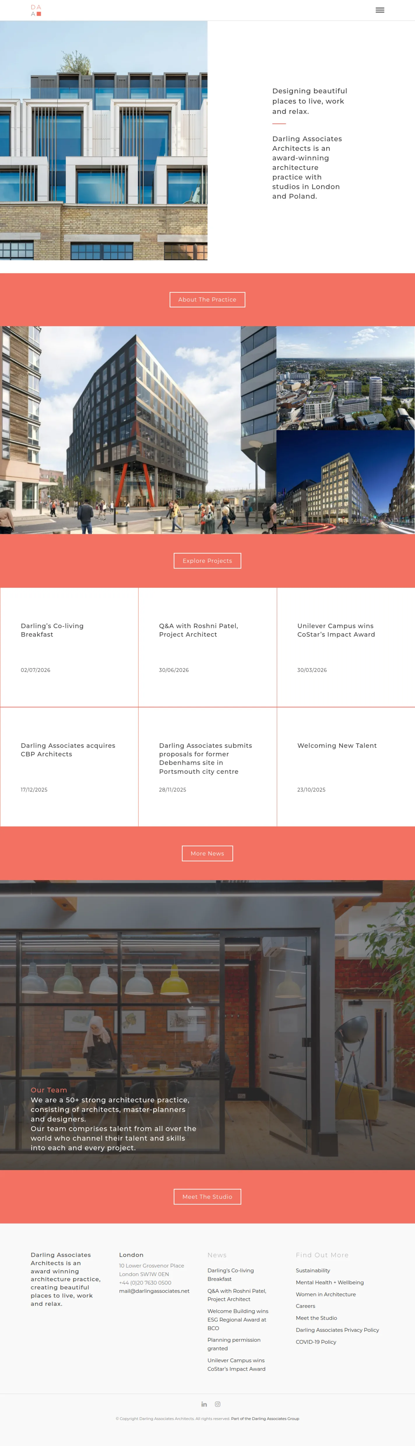 Darling Associates website design, full page