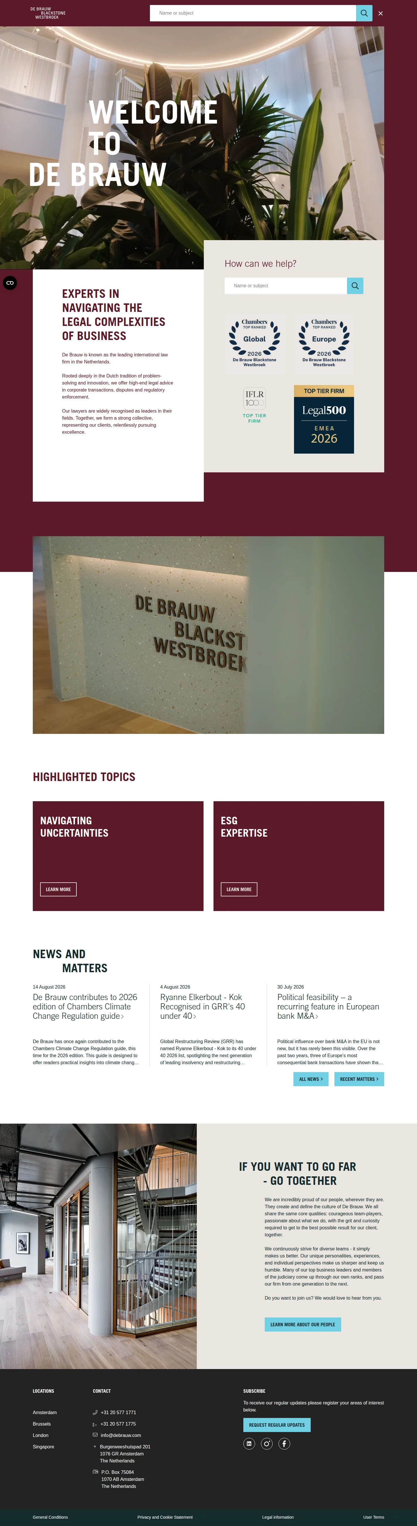 De Brauw website design, full page